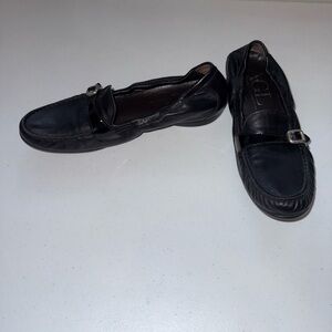 AGL Attilio Giusti Leombruni‎ Women's Black Soft Leather Horsebit Loafers Sz 8.5